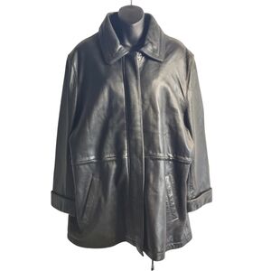 Vtg 80's Tibor Leathers Womens Black Buttery Leather Zipper Jacket Coat Lined XL